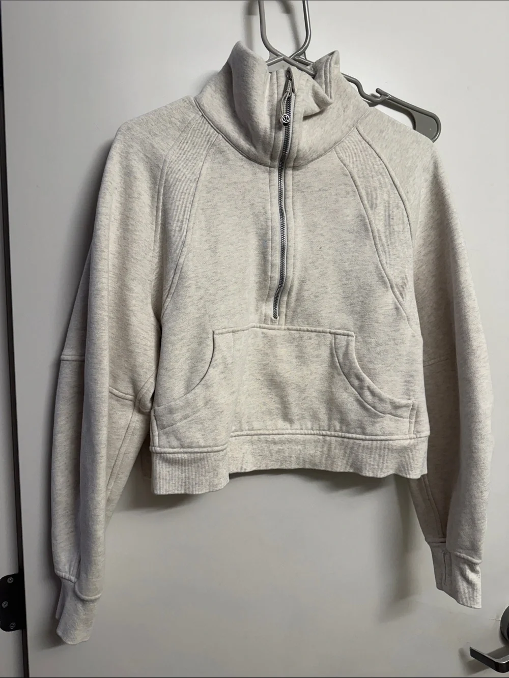 lululemon athletica Heathered Cream Half-Zip Cropped Pullover